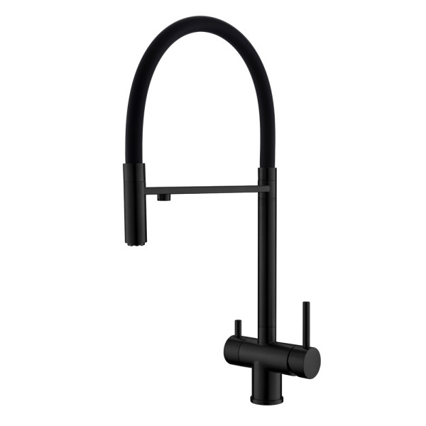 Смеситель для кухни Wesnaart Eco с гибким изливом под фильтр черный (EKO05-160MatBlack)