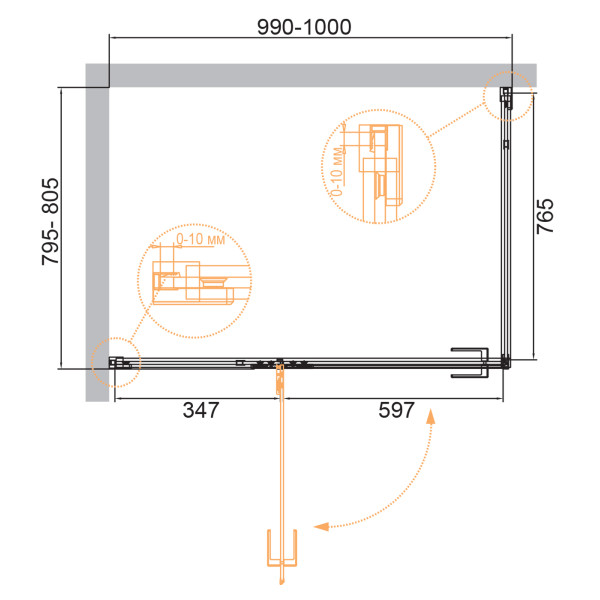 Душевой уголок Cezares Bellagio 100x80x196,8 стекло прозрачное, профиль черный (BELLAGIO-AH-1-100/80-C-NERO)