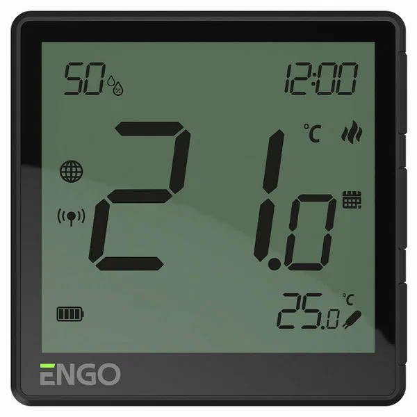 Терморегулятор Engo E55 беспроводной, Wi-Fi 230В для рамки 55х55 (черный) (E20i-W)