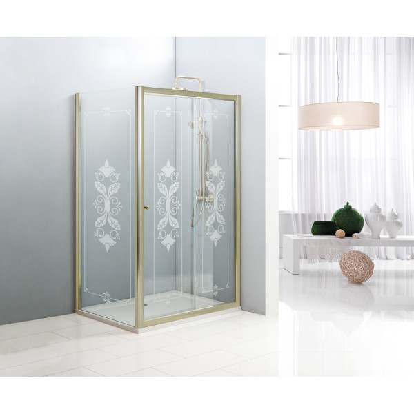 Душевой уголок Cezares Giubileo 120x90x195 стекло прозрачное, профиль золото (GIUBILEO-AH-1-120/90-SCORREVOLE-CP-G)
