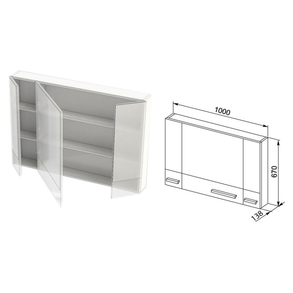 Зеркало-шкаф Aquanet Нота 100x67 белый (00165372)