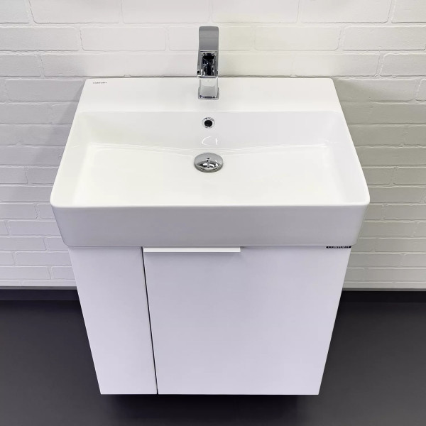 Тумба подвесная с раковиной Comforty Асти 600x455x700 белый глянцевый (00-00019248)