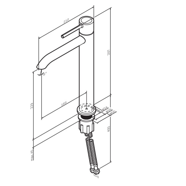 Смеситель для раковины AM.PM Libre высокий, черный (F6092022)