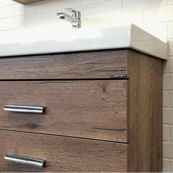 Тумба подвесная с раковиной Comforty Никосия 800x455x530 дуб темный (00-00008856)