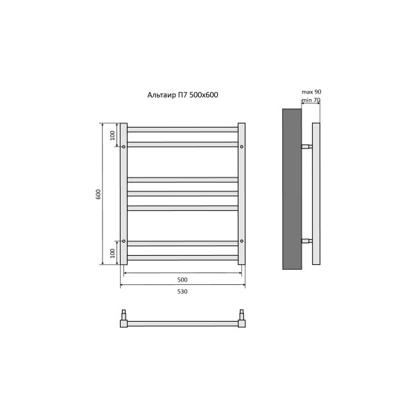 Полотенцесушитель водяной Aquatek Альтаир 50х60 П7 хром (AQ KK0760CH)