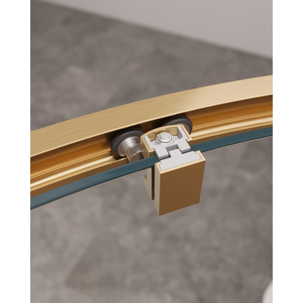 Душевой уголок Cezares Molveno 120x90x195 стекло прозрачное, профиль брашированное золото (MOLVENO-RH-1-120/90-C-BORO-IV)