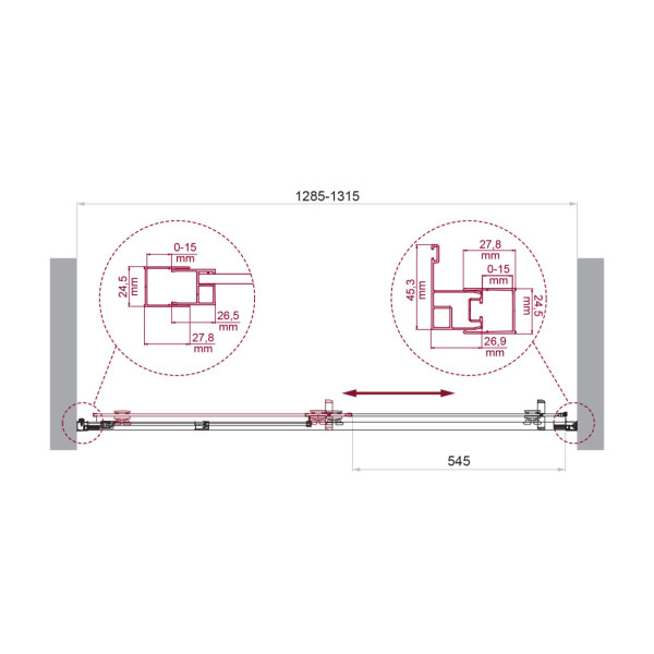 Душевые двери BelBagno Luce 130x195 стекло прозрачное, профиль хром (LUCE-BF-1-130-C-Cr)