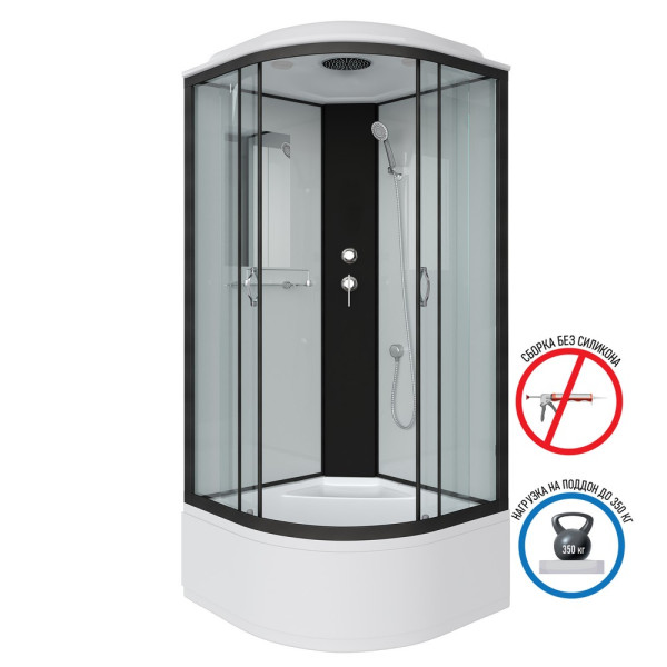 Душевая кабина Classic 90x90 стекло прозрачное, профиль черный (NG-6708-14) Душевая кабина Classic 90x90 стекло прозрачное, профиль черный (NG-6708-14)