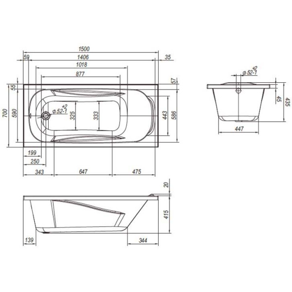 Ванна ABS Loranto Арктика 150x70 (CS00036341)