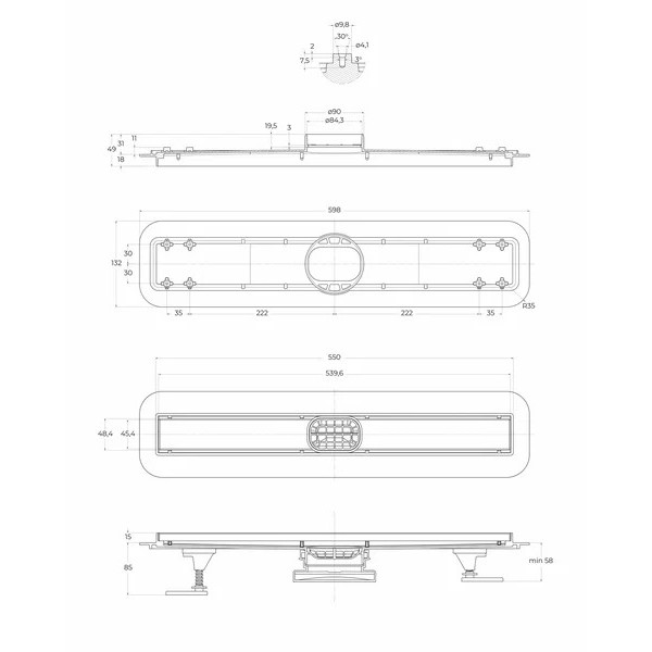 Душевой лоток BelBagno Luce 600 мм черный (BB-LD-Luce-60-NERO)