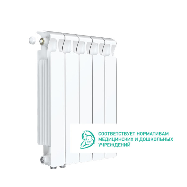 Радиатор биметаллический Rifar Monolit Ventil L 500 (5 секции, НП лев подкл. 50 мм.) (RM50005VL) Радиатор биметаллический Rifar Monolit Ventil L 500 (5 секции, НП лев подкл. 50 мм.) (RM50005VL)