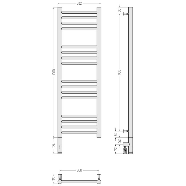 Полотенцесушитель электрический Сунержа Богема 3.0 прямая 1000x300 провод слева матовый чёрный (31-5804-1030) Полотенцесушитель электрический Сунержа Богема 3.0 прямая 1000x300 провод слева матовый чёрный (31-5804-1030)