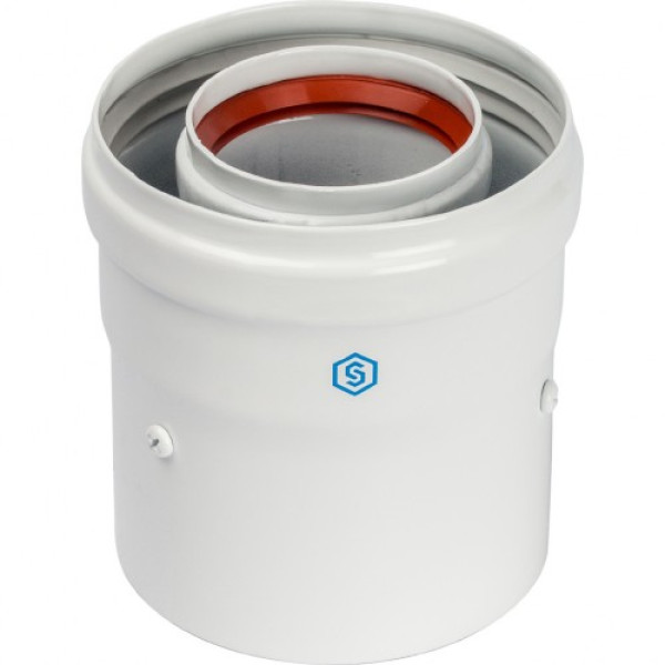 Элемент дымохода DN 60/100 адаптер для котла вертикальный коаксиальный (совместимый с Baxi,Viessmann)(с логотипом) SCA-6010-210100 Элемент дымохода DN 60/100 адаптер для котла вертикальный коаксиальный (совместимый с Baxi,Viessmann)(с логотипом) SCA-6010-210100