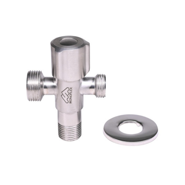 Кран проходной 1/2"х1/2"х3/4" НН Monoflex (нерж.сталь, керамический картридж) (Н02452)