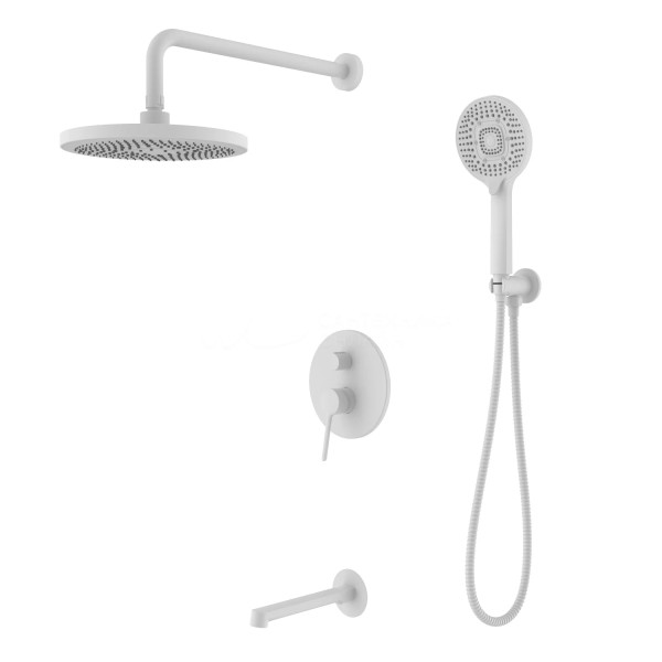 Душевая система скрытого монтажа Iddis Odda с тропическим душем ручным душем и изливом белый матовый (ODDWT03i68)