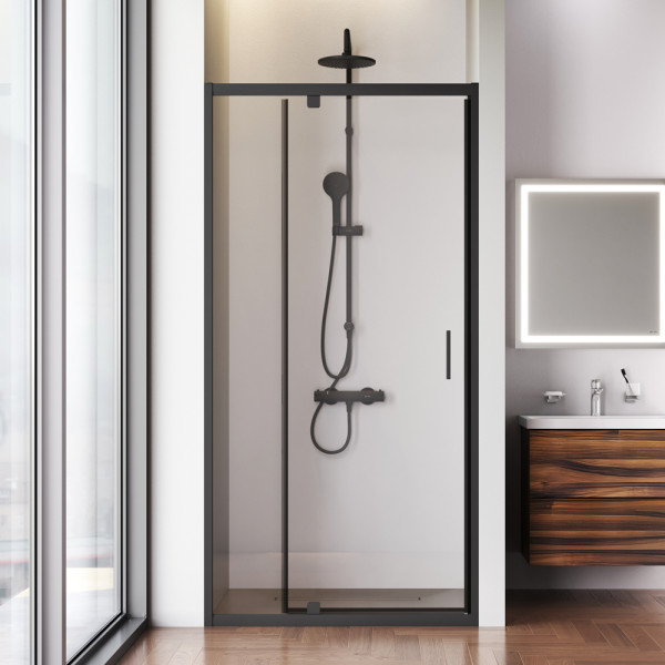Душевая дверь AM.PM Gem 100x195 стекло прозрачное, профиль черный матовый (W90G-100-1P-BT)