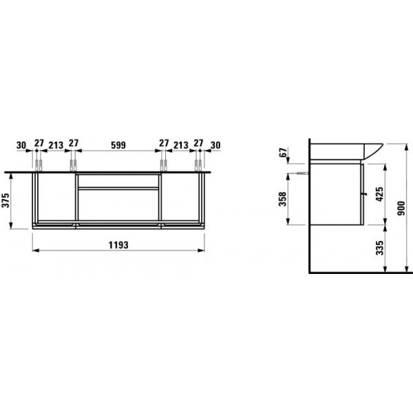 Тумба подвесная Laufen Palace 119,3x37,5x42,5 белая (4.0130.2.075.463.R)