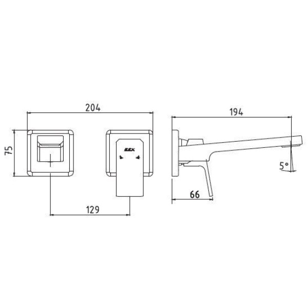 Смеситель для раковины E.C.A. Tiera внешняя часть черный (102167605C1EX-KK) Смеситель для раковины E.C.A. Tiera внешняя часть черный (102167605C1EX-KK)