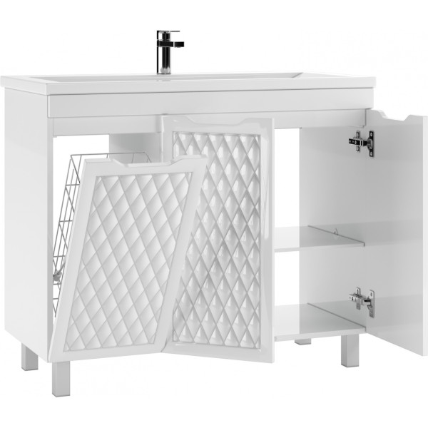 Тумба напольная Andrea 100 3D без ящиков с корзиной для белья Домино (D37012T)