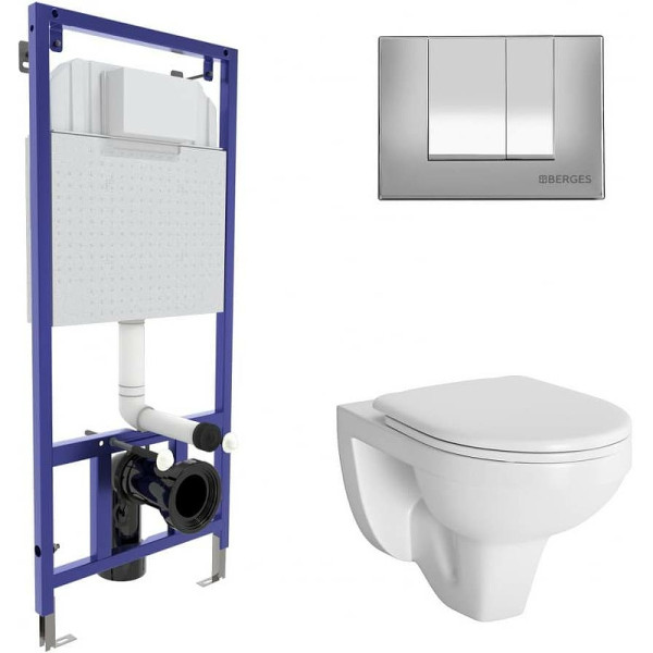 Комплект инсталляция с унитазом Berges Novum525 c с кнопкой S3, с сиденьем микролифт (042427) Комплект инсталляция с унитазом Berges Novum525 c с кнопкой S3, с сиденьем микролифт (042427)
