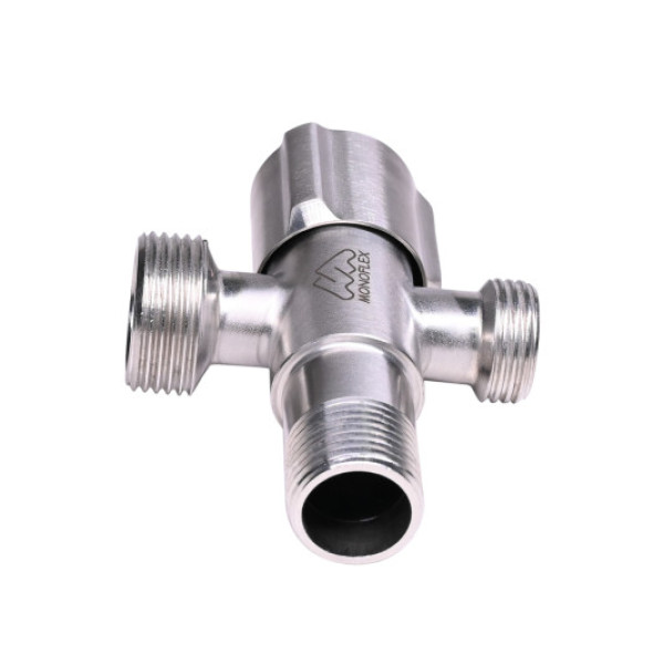 Кран проходной 1/2"х1/2"х3/4" НН Monoflex (нерж.сталь, керамический картридж) (Н02452)