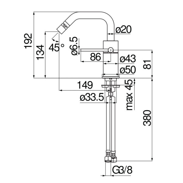 Смеситель для биде Nobili Velis черный (VE125119/3FLP)