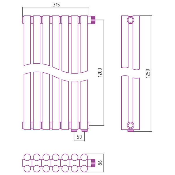 Дизайн-радиатор Сунержа Эстет-11 EU50 1200*315 7 секций белый (12-0312-1207) Дизайн-радиатор Сунержа Эстет-11 EU50 1200*315 7 секций белый (12-0312-1207)