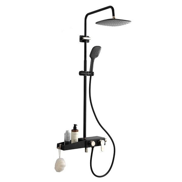 Душевая система Azario с поворотным изливом черная/золото (AZ-801-2)