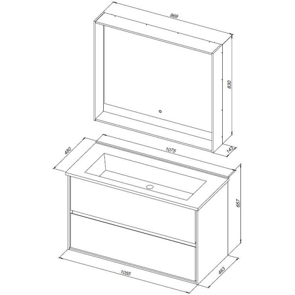 Тумба подвесная Aquanet Милан 105 черный глянец (00316690)