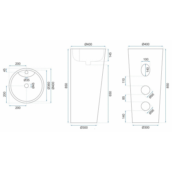 Раковина напольная Rea Blanka 41x41 белый (REA-U5635) Раковина напольная Rea Blanka 41x41 белый (REA-U5635)
