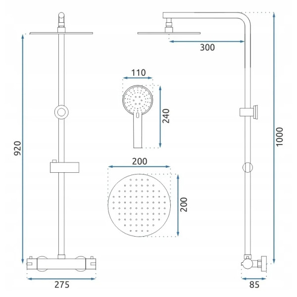 Душевая система термостатическая Rea Bliss Gold mat (REA-P8413)