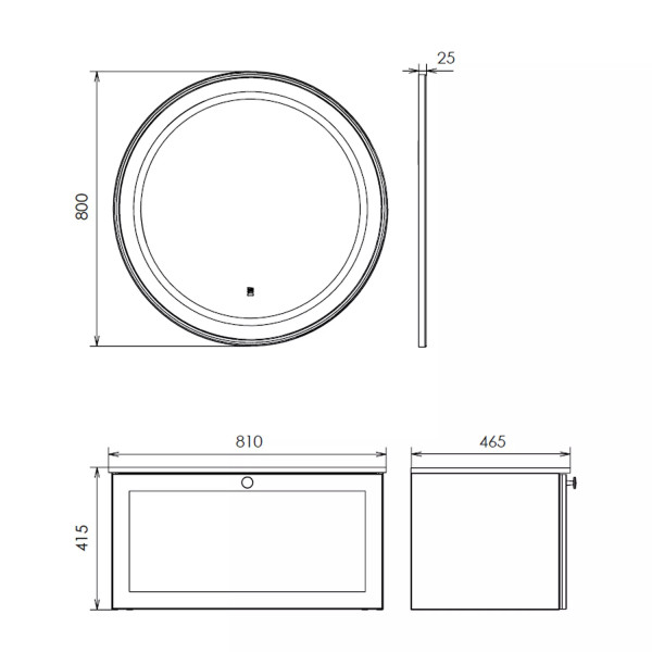 Зеркало Comforty Ереван 800x25x800 с подсветкой серый шёлк (00-00014157)