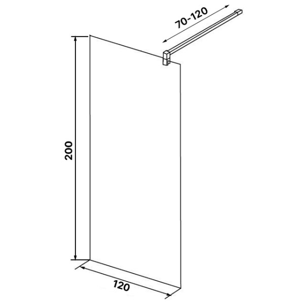 Душевое ограждение Loranto Walk-In 120x200 стекло прозрачное, профиль черный матовый (CS-W04B-120)