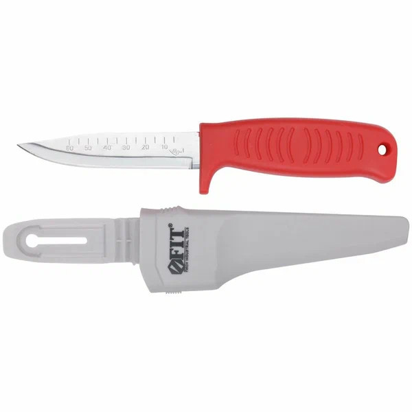 Нож строительный FIT нержав. пл.ручка линейка на лезвии (10622)