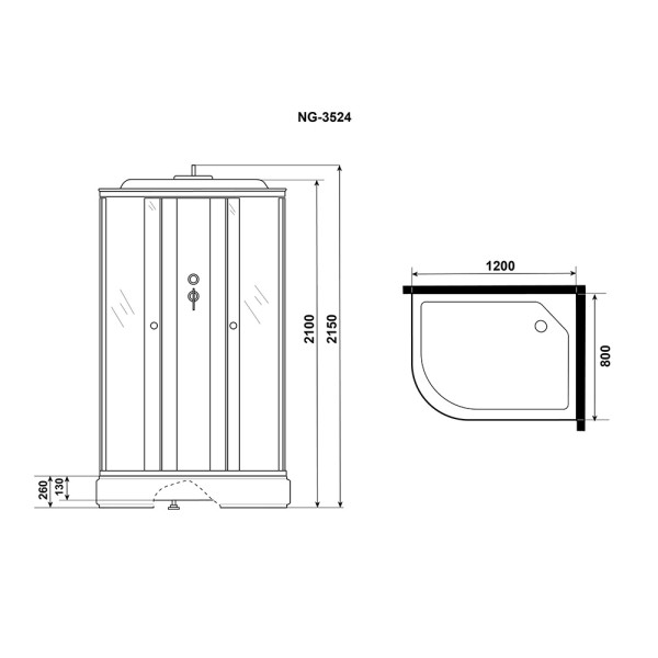 Душевая кабина Eco 80x120 стекло тонированное, профиль хром матовый (E120/80/26R/TN)