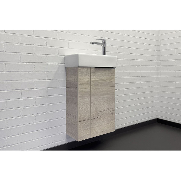 Тумба подвесная с раковиной Comforty Асти 400x220x700 дуб дымчатый (00-00013798)