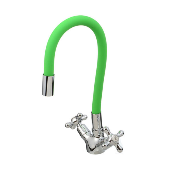 Смеситель для кухни Ex-promt Cross с гибким изливом, хром (Ex102.2-01 light green)