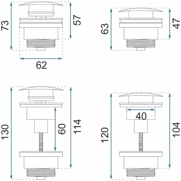 Донный клапан клик-клак для раковины универсальный Rea Copper mat медь матовая (REA-A5632)
