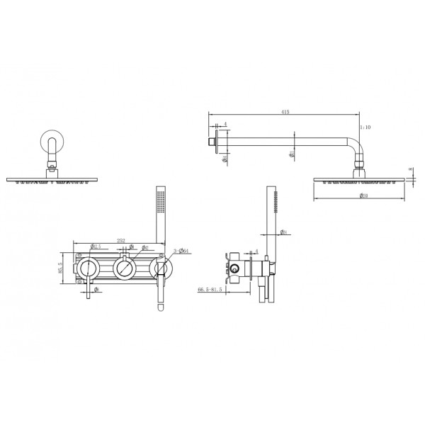 Душевая система Abber Wasser Kreis 316 скрытого монтажа без излива, оружейная сталь брашированная (AF8118BGG)