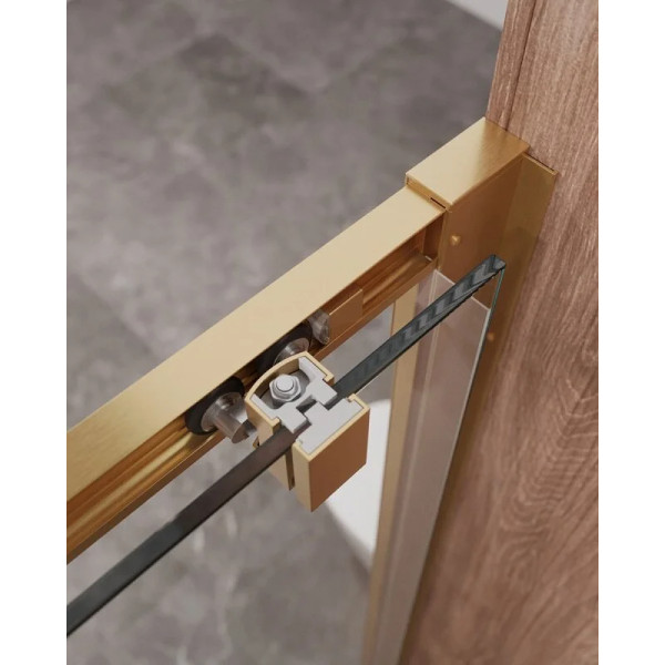 Душевая дверь Cezares Molveno 140x195 стекло прозрачное, профиль брашированное золото (MOLVENO-BF-1-140-C-BORO-IV)