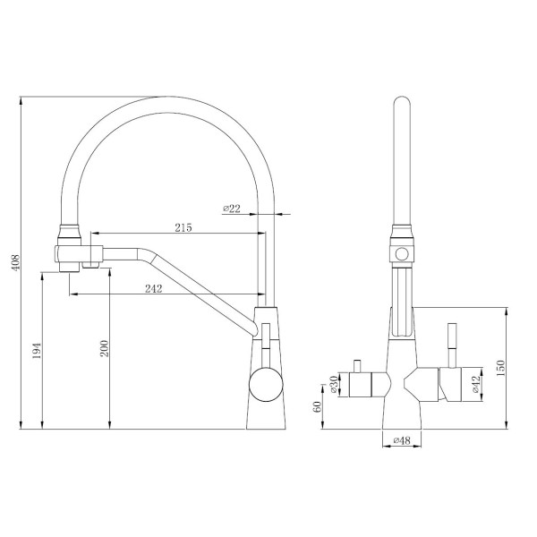 Смеситель для кухни Esko хром (K25 W) Смеситель для кухни Esko хром (K25 W)