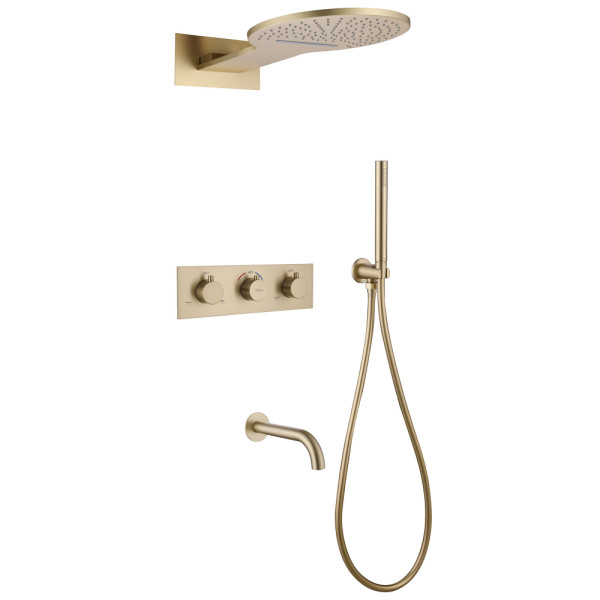 Душевая система Abber Wasser Kreis с изливом золото матовое (AF8150G)