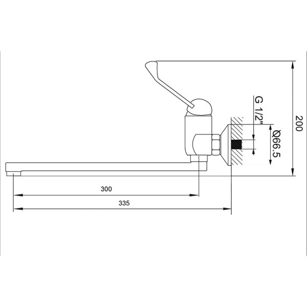 Смеситель для кухни Melodia Medico настенный излив 30см, хром (MDV40811)