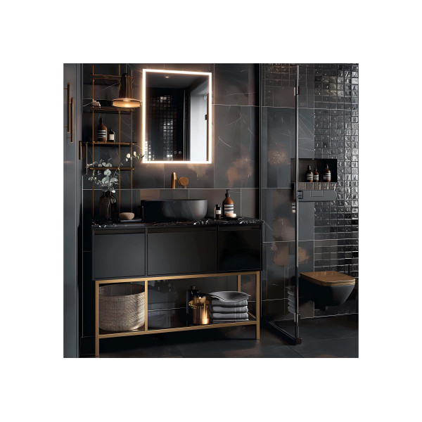 Шкаф зеркальный алюминиевый Aquatek с подсветкой 600x800x133 антизапотевание (AQ7603B-MLC)