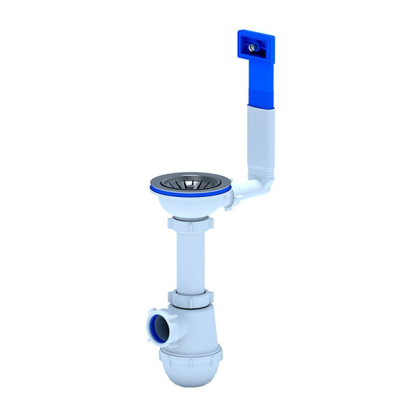 Сифон 40 мм. бутылочный АНИ "Грот" с выпуском 3 1/2"*115 мм., с жестким прямоугольным переливом АНИ пласт (A0145)