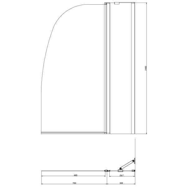 Душевая шторка для ванны Azario Boston 100x140 стекло прозрачное, профиль хром (AZ-142)