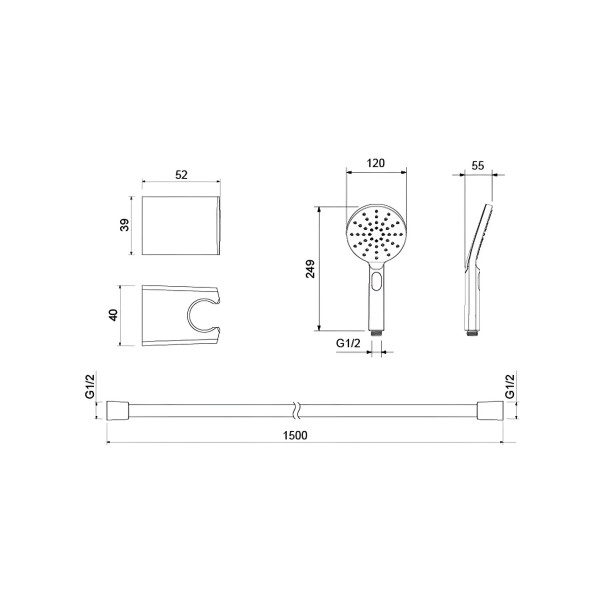 Душевой гарнитур Aquatek Select 120 3 jet шлифованное золото (AQ2033BG)