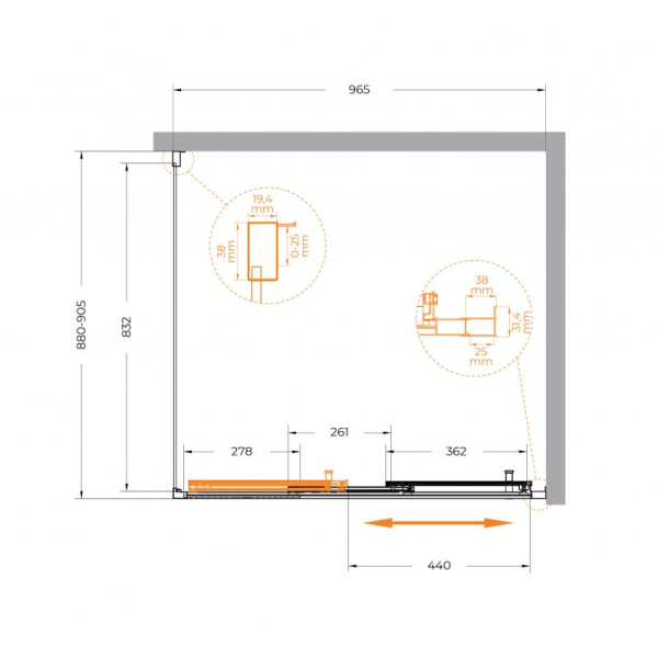 Душевой уголок Cezares Molveno 100x90x195 стекло прозрачное, профиль оружейная сталь (MOLVENO-AHF-31-100/90-C-GM-IV)