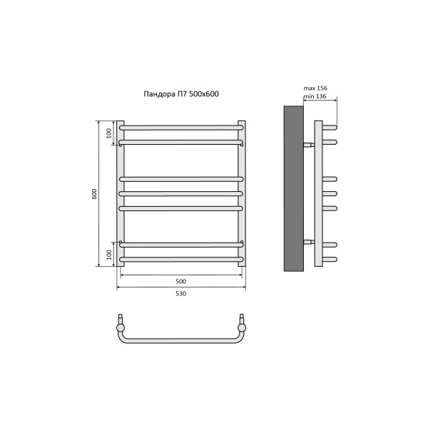 Полотенцесушитель водяной Aquatek Пандора 50х60 П7 черный муар (AQ RRС0760BL) Полотенцесушитель водяной Aquatek Пандора 50х60 П7 черный муар (AQ RRС0760BL)