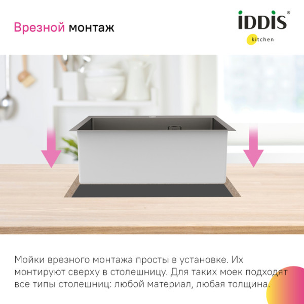 Мойка встраиваемая Iddis Haze 59x51x21 Haze сифоном графит (HAZ59GMi77)